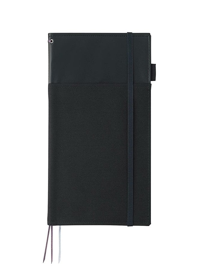 KOKUYO Systemic Synthetic Leather Cover Notebook, with One Semi-B5, B 6mm Ruled, 35 Lines, 40 Sheets, Twin Ring Edge Title Notebook, Black, Japan Import (NO-V683B-D) - Image 1